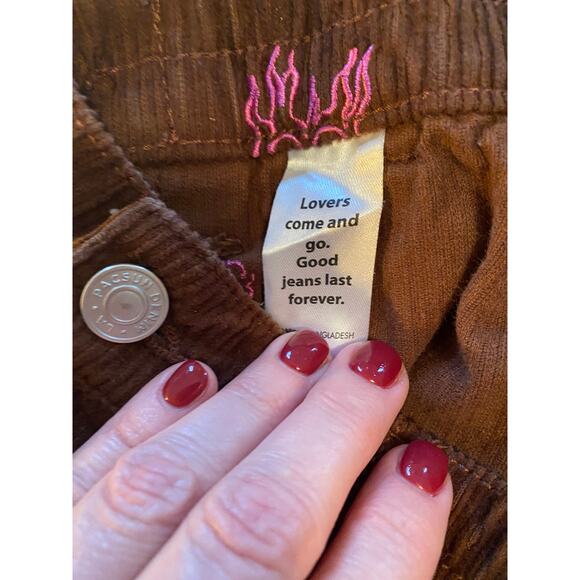 Pac Sun Brown Corduroy Utility Heartbreaker pants size Medium - Picture 3 of 6